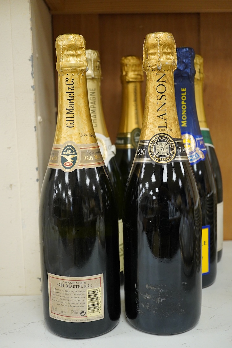 Six various bottles of Champagne to include Monopole, Lanson Black Label and G H Martel & Co